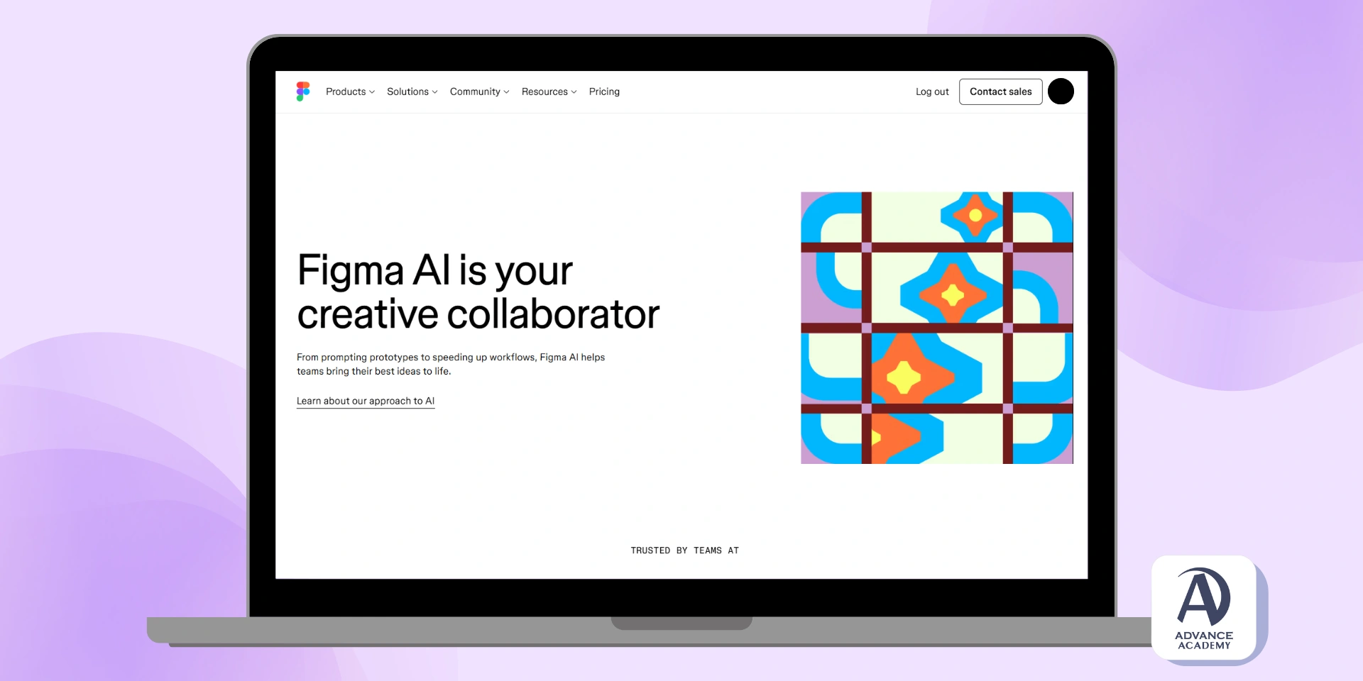 Снимка на ландинг страницата за Figma AI използвана в статията на Advance Academy