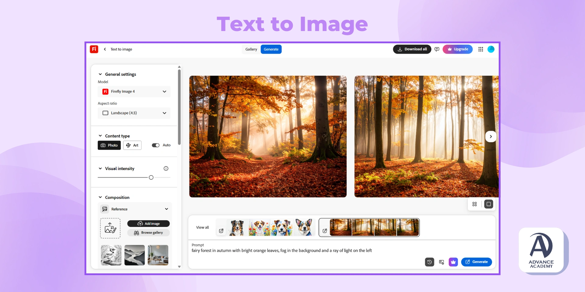 Advance Academy - Пример на text to image